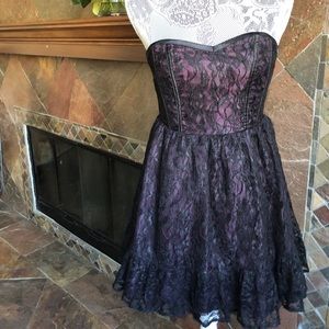 Black Plum Lace Strapless Dress Size 4